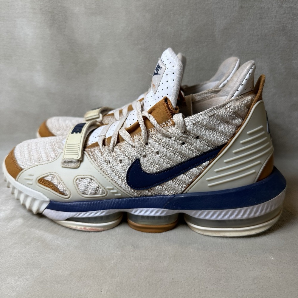 Size 10 - Nike LeBron 16 Air Trainer Medicine Ball Tan, White, Blue - Picture 3 of 10